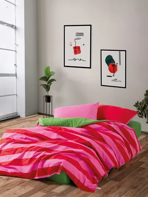 Produktbild von L'Essentiel Linge de Maison, Cherie - Green, podwójna poszwa na kołdrę Ranforce, zielona, 100% BAWEŁNA RANFORCE, 200 x 220 cm