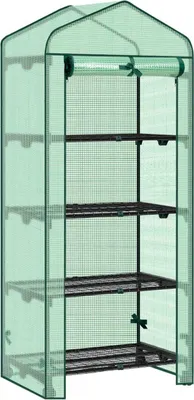 Produktbild von WOLTU Gewächshaus mit Rollen, Foliengewächshaus mit 4 Regalen, 70x163x50 cm, Grün