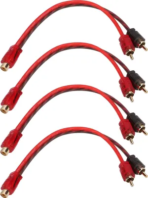 Zdjęcie produktu dla 4PCS Samochodowy RCA 1 żeński 2 męski Adapter Y Rozdzielacz Głośnik Kabel audio o długości 20 cm do urządzeń z gniazdem 3,5 mm