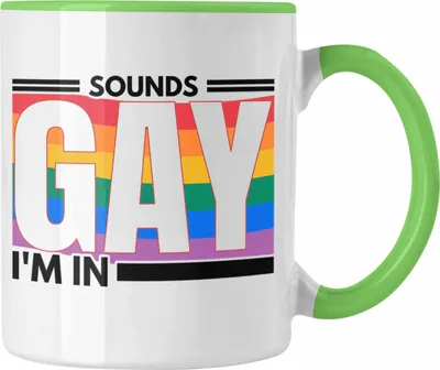 Produktbild von Trendation - LGBT Tasse Geschenk für Schwule Lesben Transgender Sounds Gay Im In Regenbogen Lustige Grafik Regenbogen (Grün)