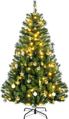 Produktbild von Weihnachtsbaum Christbaum künstlicher Weihnachtsbaum, inkl. Schmuck  95 cm x 95 cm x 150 cm, Grün