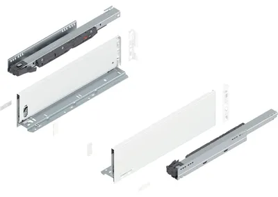 Produktbild von Blum Legrabox pure H K Schubladenschienen Set | 1 Paar, 40kg 450mm | Tip On Vollauszug, seidenweiß
