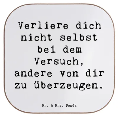 Produktbild von Mr. & Mrs. Panda Tassenuntersetzer Spruch Selbstzweifel vermeiden - Weiß - Geschenk, Selbstwahrnehmung, mentale Gesundheit, Gefühle, Stimmung, gläseruntersetzer, Coaster
