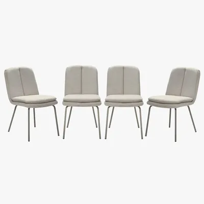 Image de CALICOSY - Lot de 4 chaises en tissu et pieds en métal beige H85 cm - LYSA