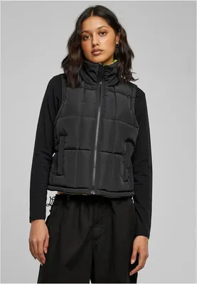 Produktbild von Urban Classics - Damen Reversible Cropped Puffer Weste - BLACK/FROZENYELLOW - S