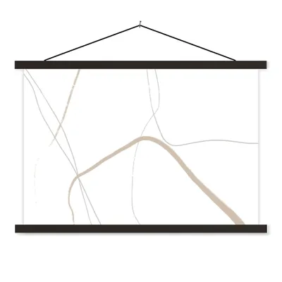 Produktbild von MuchoWow® Textilposter Abstrakt - Minimalismus - Linienkunst 90x60 cm mit schwarzem Rahmen - Aufhängungssatz