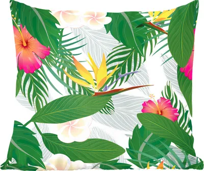 Produktbild von MuchoWow® Zierkissen Sofakissen Wohnzimmer Dekokissen 45x45 cm Ein tropisches Blumendesign Illustration - Schlafpolster - Polster für das Sofa