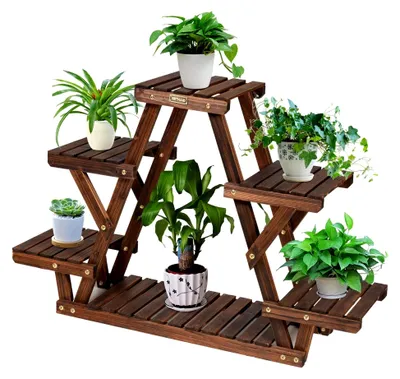 Produktbild von Pflanzenregal für den Außenbereich, Blumenbank für draußen, Blumenregal für den Balkon, Blumenständer aus Holz, Pflanzentreppe Balkonregal 99x25x64 cm