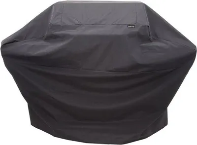 Image de Housse pour barbecue en tissu noir épais et résistant aux intempéries.