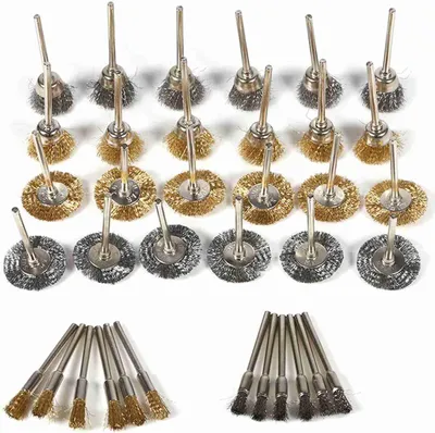 Produktbild von 36pcs Messing Stahldrahtbürste Set Pen Cup Rad geformt Polieren Reinigung Rotary Tools Full Kit