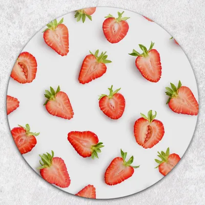 Produktbild von Glas-Herdabdeckplatten Glaskeramikkochfeld-Abdeckung Spritzschutz Glas Runden Schneidebrett fi40 cm - Früchte Erdbeeren
