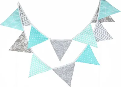 Produktbild von Oblique Unique Wimpel Girlande Wimpelkette Banner Vintage - türkis grau