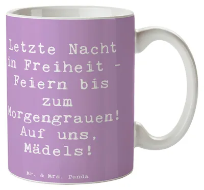 Produktbild von Mr. & Mrs. Panda Tasse Spruch Junggesellinnenabschied Feiern - Lavendeltraum - Geschenk, Kaffeebecher, Hochzeitsvorfreude, Becher, Geschenke, Dekoration, Heiraten, schöne