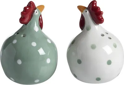 Produktbild von Nääsgränsgården - Salz- und Pfefferstreuer Henne grün/weiß, H: 8 cm