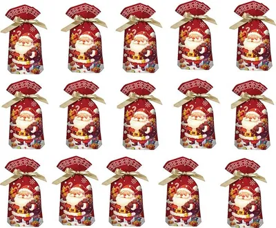 Zdjęcie produktu dla INF Świąteczne Torebki na Cukierki Śnieżynka Święty Mikołaj 23x34cm (50 szt.)