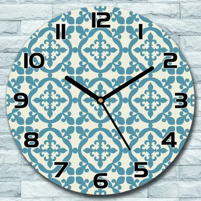 Produktbild von Wanduhr aus Glas Rund fi 30 Marokkanische blau Quarz Deko Schlafzimmer Büro
