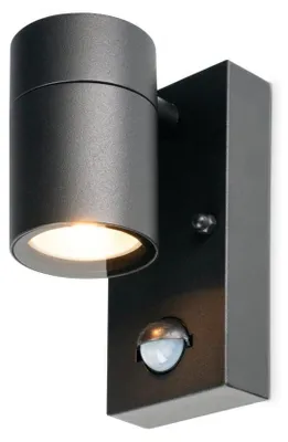 Produktbild von hoftronic LED-Wandleuchte 4W 2700K IP44 Schwarz mit Sensor GU10