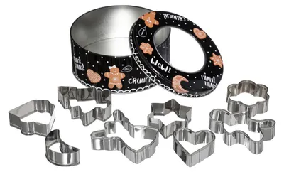 Produktbild von 5Five Simply Smart Keksdose mit 8 Ausstechern, Gebäckdose, Metall, 13.5 cm, 136157