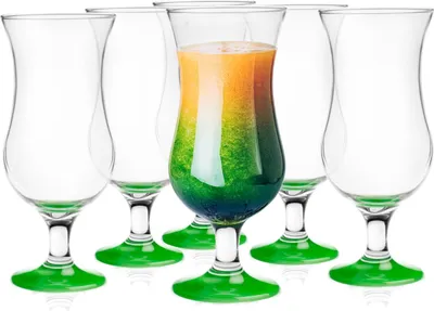 Produktbild von Glasmark Krosno Gläser Cocktailgläser Set Longdrink Cocktail Gin Bier Longdrinkgläser Cocktailgläser Trinkglas Glas Smoothie Dessert  Grün 6 x 420ml
