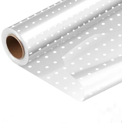 Zdjęcie produktu dla Omgoods - Przezroczysta folia celofanowa z białymi kropkami