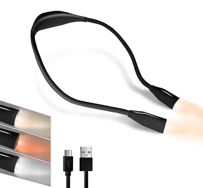 Zdjęcie produktu dla Lampka na szyję LED do czytania bezrękowa elastyczna 4 diody