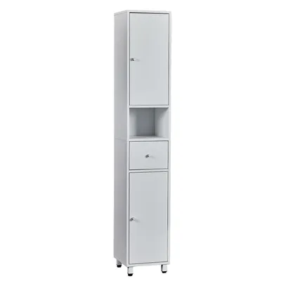 Produktbild von FCH Badezimmerschrank, Badschrank, Hochschrank mit 2 Türen, Schublade und verstellbaren Ablage, 30x30x170cm, Weiß