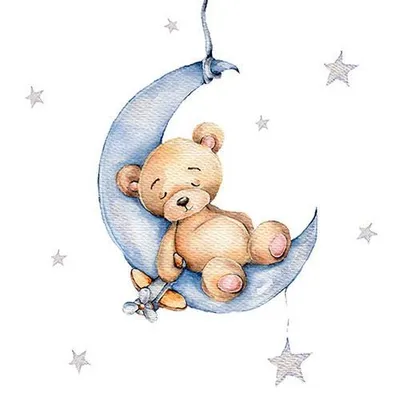 Produktbild von 20 Servietten Leon - Teddy im Mond blau 33x33cm
