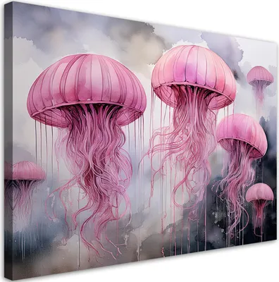 Produktbild von Leinwandbild Rosa Quallen 60x40 Feeby Rosa bild für die wand bereit zum aufhängen