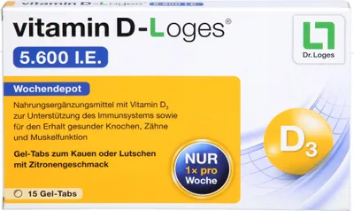 Zdjęcie produktu dla witamina D-Loges 5,600 I.U. Gel-Tabs, 15 tabletek