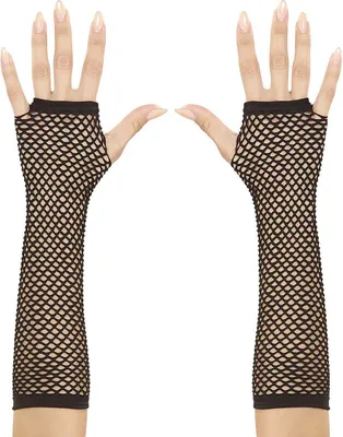 Produktbild von Fingerlose Netzhandschuhe aus Netzstoff, Schwarz, 80er Jahre Disco