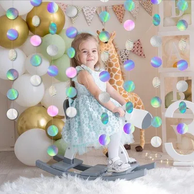 Immagine prodotto di Set Azomor con 4 festoni colorati con paillettes per decorazioni e un'atmosfera festosa