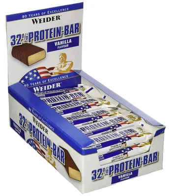 Produktbild von Weider 32% Protein Bar – 24 × 60 g, verschiedene Geschmacksrichtungen - Erdbeere