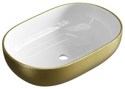 Produktbild von Planetmöbel Aufsatzwaschbecken oval 60 cm Badezimmer Waschbecken Bad Gästebad WC gold