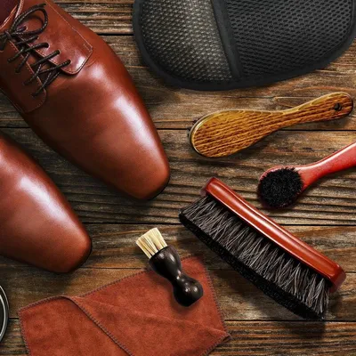 Schuhbürsten und Pferdebürsten Set, Reinigungsset mit 4 Bürsten und Mikrofasern Handschuh für Leder und Auto