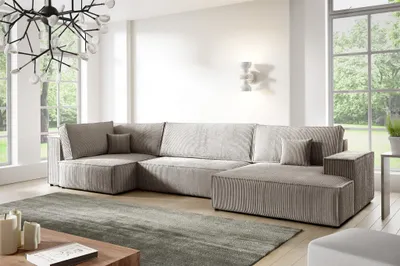Produktbild von Wohnlandschaft Schlafsofa CORUNIA Stoff Poso Hellbraun Ottomane Rechts