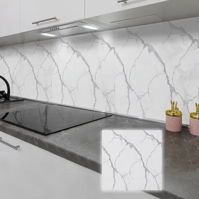 Produktbild von Selbstklebende Fliesenaufkleber 30x30 cm 20 Stück Weißer Marmor 1,8 m²
