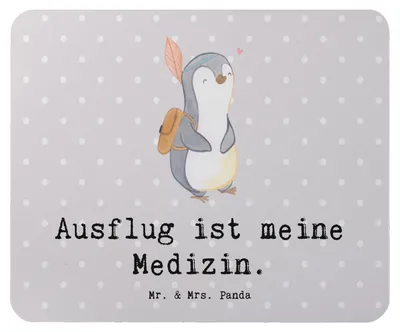 Produktbild von Mr. & Mrs. Panda Mauspad Pinguin Ausflug - Grau Pastell - Geschenk, Ausflugsziele, Reisen, pc mousepad, Ausflüge machen, Mouse Pad, mausteppich, laptop