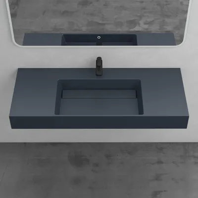 Produktbild von Mai & Mai Aufsatzwaschbecken Hängewaschbecken BxTxH：120x48x13cm in matt Anthrazit aus Mineralguss ohne Überlauf Col12-M