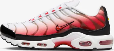 A side view of a Nike Air Max Plus sneaker.