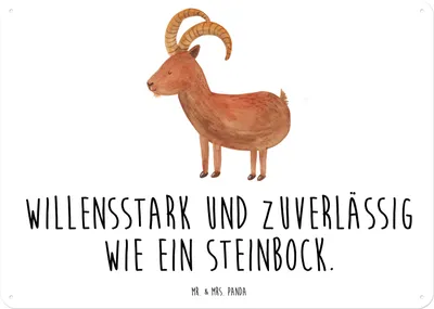 Produktbild von Mr. & Mrs. Panda tafel Sternzeichen Steinbock DIN A5 - Weiß - Geschenk, Türschild, wandtafel, Ziege, Schild, Blechschild, Geburtstag Dezember, Steinböcke, Wandbild, Bock