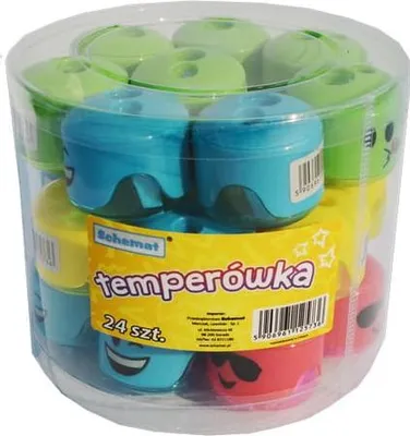 Zdjęcie produktu dla temperówka podwójna 24szt. z pojemnikiem  BUŹKA | 5736