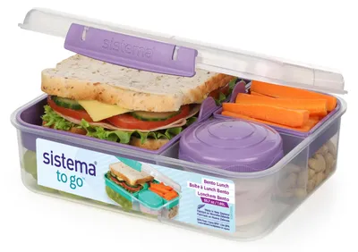 Produktbild von Sistema Bento Box TO GO Brotdose mit Fächern | 1,65 L Lunchbox mit Joghurt- /Fru