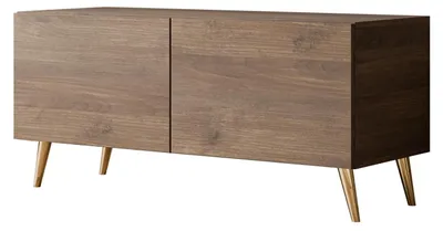 Produktbild von TV-Schrank COLGANTE NUSSBAUM 100 mit LED-Beleuchtung auf goldenen schrägen Füßen