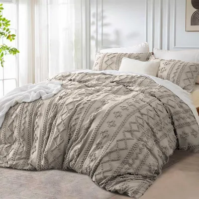 Produktbild von Bettwäsche-Set 220x240cm Khaki Boho Vintage Geometrisch Wendebettbezug mit Reißverschluss und 2 Kissenbezügen 80x80cm