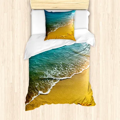 Produktbild von ABAKUHAUS Seestern Mantele, Sommer-Sonnenuntergang, Milbensicher Allergiker geeignet mit Kissenbezügen, 135 cm x 200 cm - 80 x 80 cm, Mehrfarbig