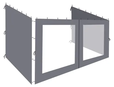 Productafbeelding van 3 zijpanelen voor wandtent 3x4m, antraciet met ritssluiting