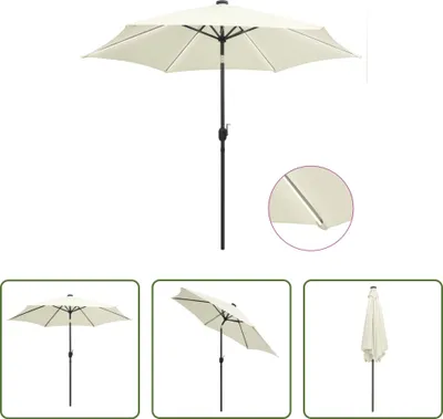 Produktbild von The Living Store Sonnenschirm mit LED-Leuchten & Aluminium-Mast 300 cm Sandweiß