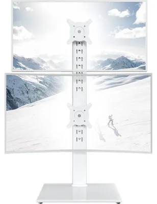 Produktbild von Dual Monitor Ständer Vertikal Stapelbildschirm Freistehend 13-34 Zoll Weiß Höhenverstellbar Schwenkbar Neigbar