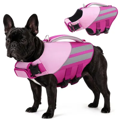 Hunde-Schwimmweste, verstellbar, leicht, reflektierend, rosa