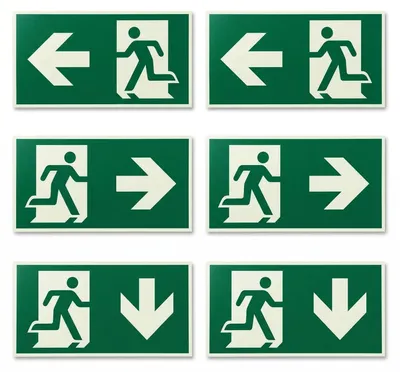 Imagen del producto de Tarjetas autoadhesivas y luminosas para salidas de emergencia - 6 unidades